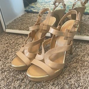 Nine West Nude Heel with Gold Detail